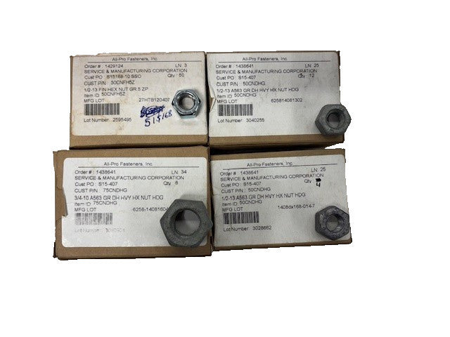 HEX HEAD NUTS LOT OF 74 INSIDE DIAMETER 3/4 (8) 1/2-13 (66)
