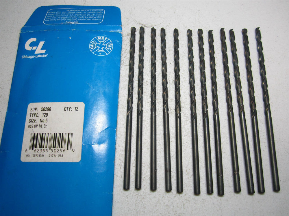 Chicago - Latrobe (50296) #6 118° Spiral Flute HSS Taper Drill Bit - Qty 12