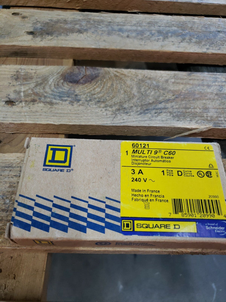 Square D 60121 Circuit Breaker Multi 9 C60 3a 240v 1 Pole 3 amp D3A Merlin Gerin
