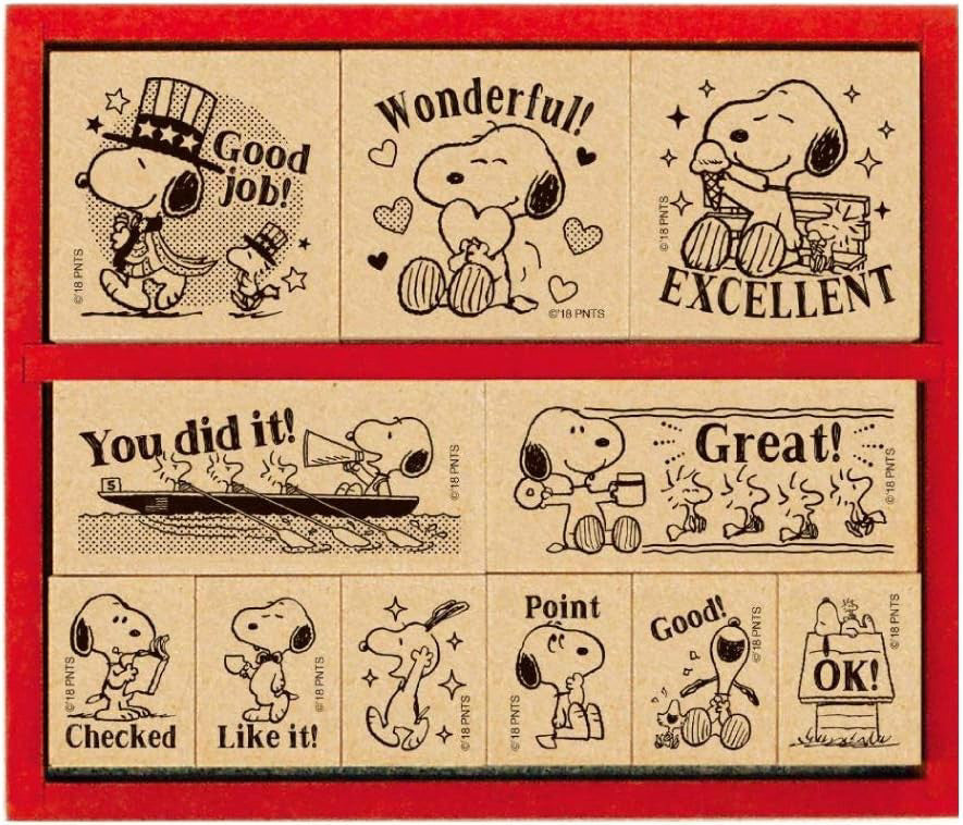 Snoopy Stamp Hanko Wooden Reward Set, English SDH-112 