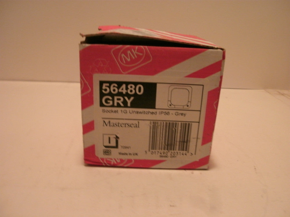 MK MASTERSEAL 56480-GRY INDUSTRIAL POWER SOCKET 1G INSWITCHED IP56 GREY NIB