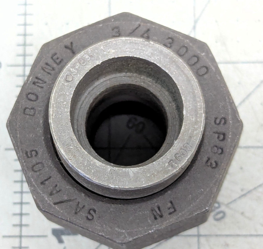 Bonney 3/4” Socket Weld Black Steel Union Pipe Fitting Class 3000 SP83 A/SA105 