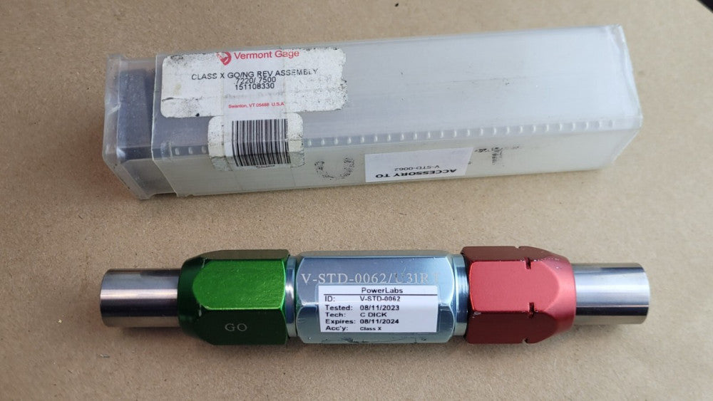 Vermont Gage V-STD-0062 / U31RT .7220 .7500 Class X Go / No Go Gage