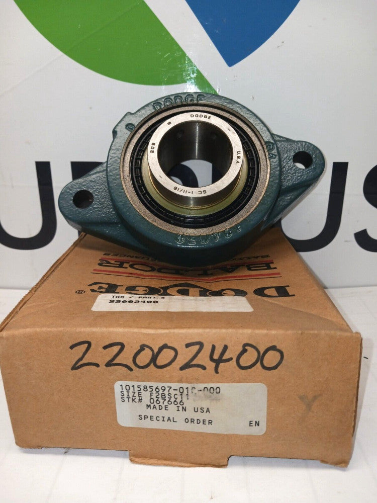 NEW DODGE F2BSC11 1-11/16" BORE 2 BOLT BORE FLANGE BEARING