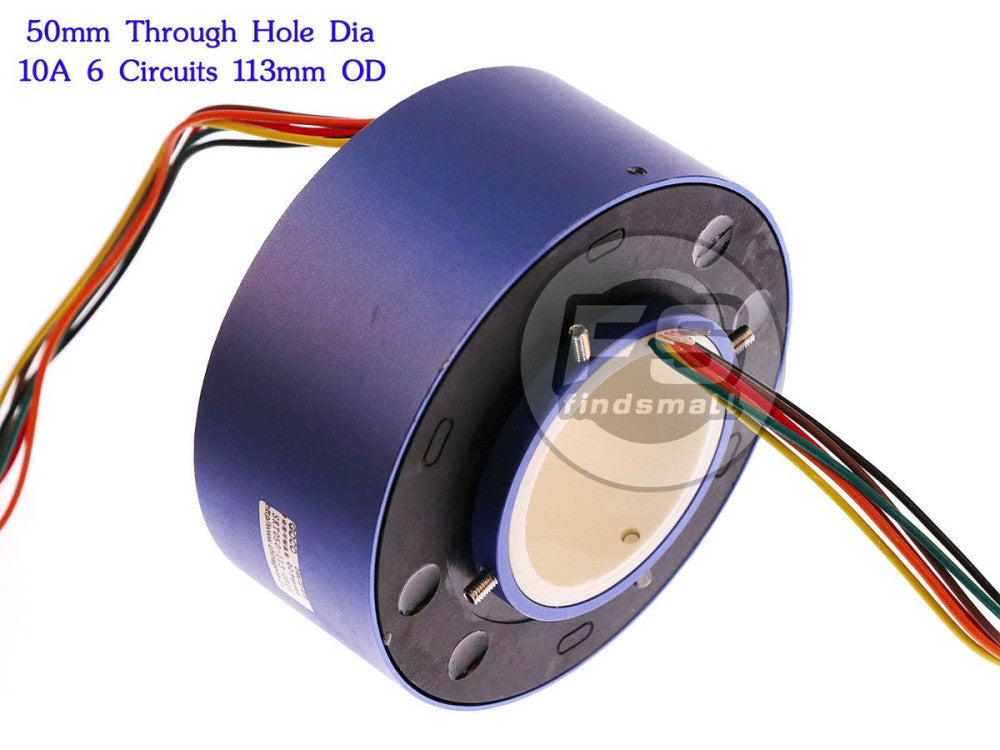 NEW 6Wires 380V AC/DC 10A 50MM Dia Metal Capsule Conductors Slip Ring Blue
