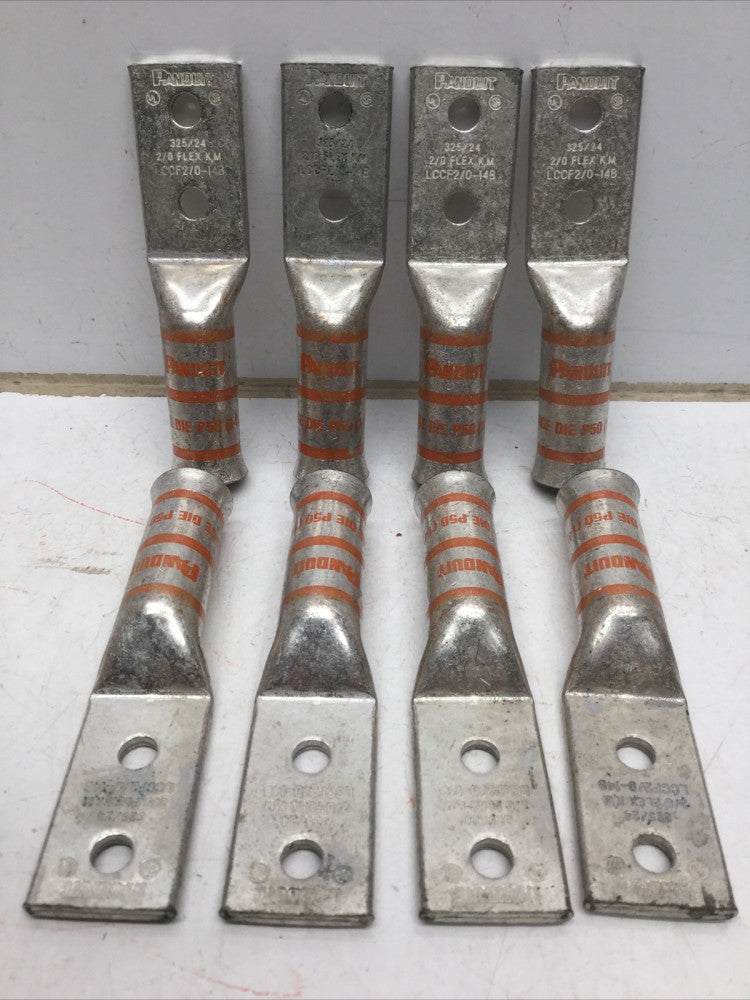 PANDUIT LCCF2/0-14B-X Two Hole Flex Compression Lug 2/0 K,M (LOT of 8) 1/4” Stud