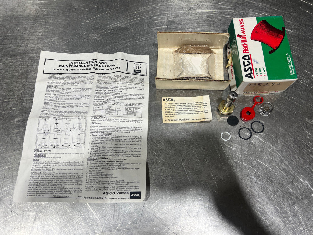 Nos Partial ASCO 135292 RED-HAT REBUILD KIT. Bulletin 8317 Form V5084R3-T84