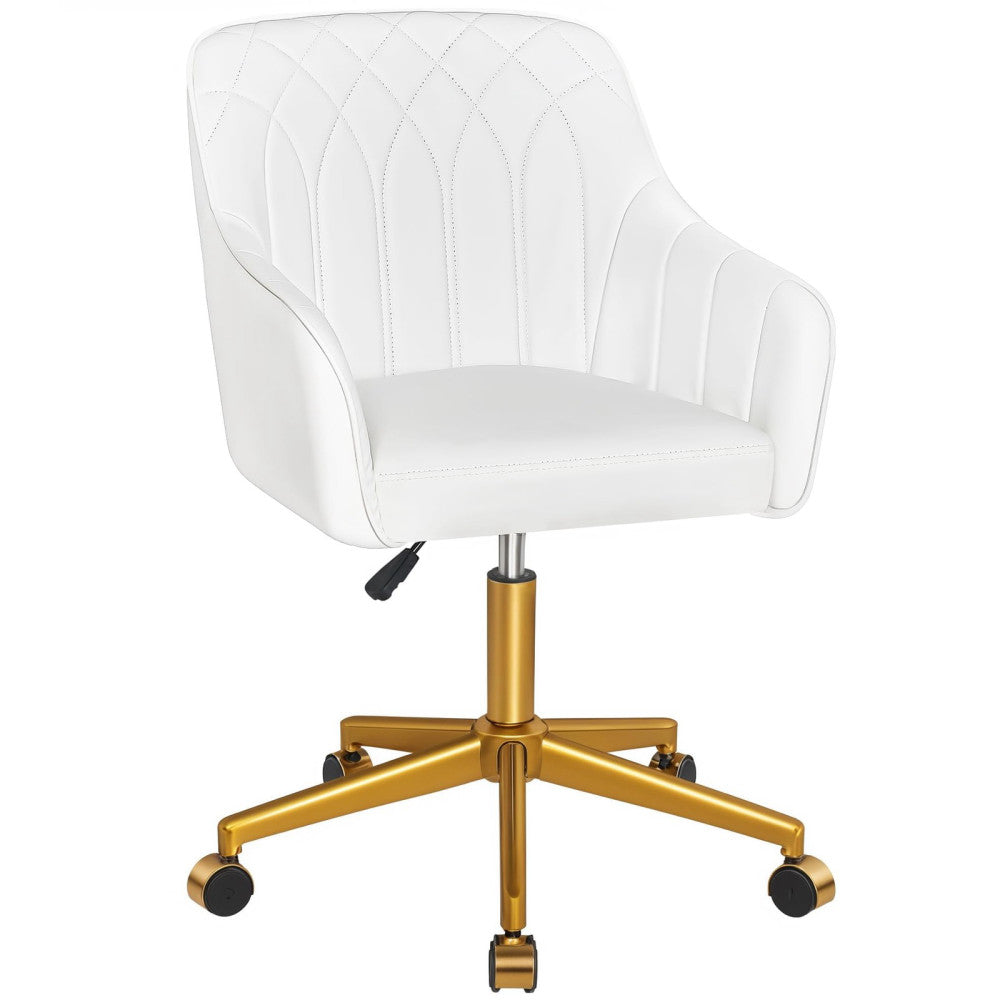 Modern PU Swivel Home Office Desk Chair with Back & Rolling Wheels, Adjustabl...