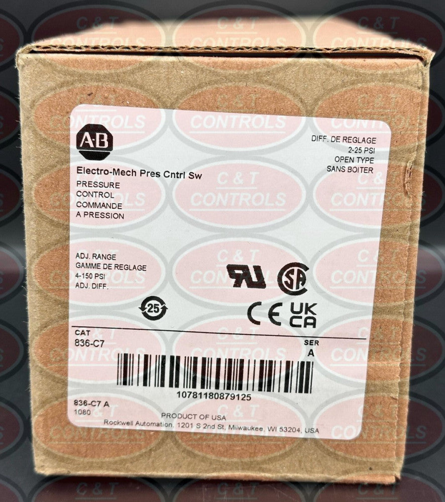Allen Bradley 836-C7 Pressure Control Switch New In Box USA Stock