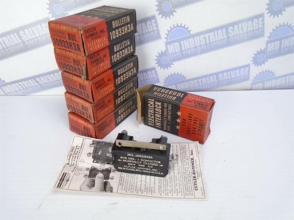 (6 Pcs. NEW) Cutler-Hammer ELECTRICAL INTERLOCK N.C. 600V For Size 1 # 10933H3A