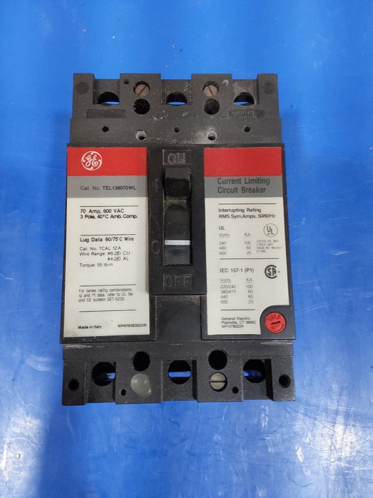 G.E TEL136070WL 70A Circuit Breaker 480/600V 3 Pole 70 Amp