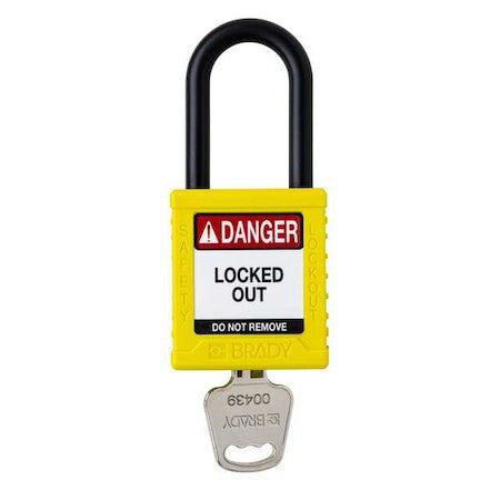 Brady Sdpl-Ylw-38Pl-Kd Padlock,6 Pins,Yellow
