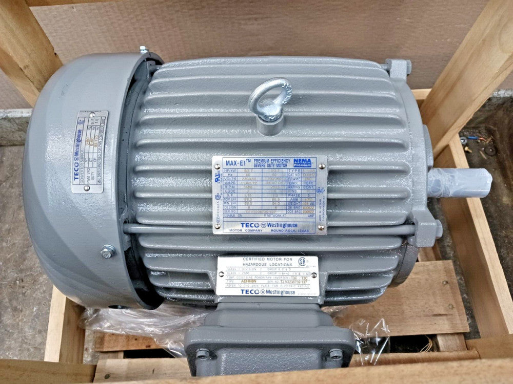 NEW TECO WESTINGHOUSE 5 HP TEFC SEVERE DUTY MOTOR 184T 3480 RPM 230/460V EP0052