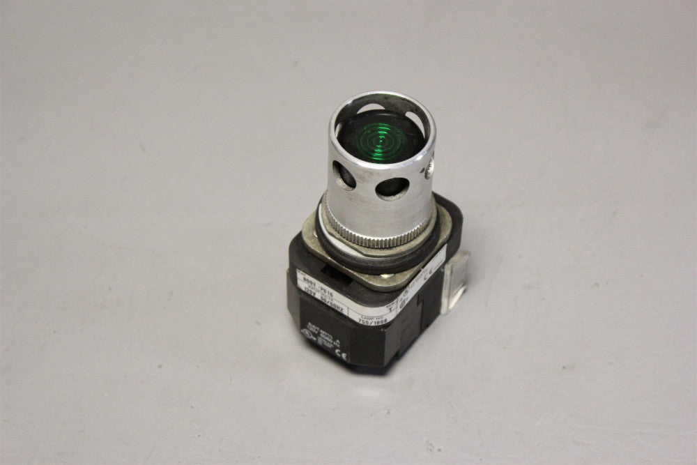 USED ALLEN BRADLEY GREEN ILLUMINATED PUSHBUTTON W/SHROUD 800T-PB16 T