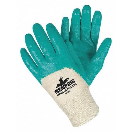 Mcr Safety 9790M Coated Gloves, Nitrile, Smooth, 3/4 Dip, 0 Abrasion Level,