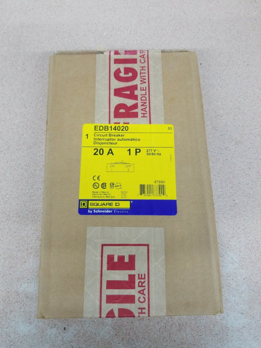 (4) SQUARE D EDB14020 MCCB Bolt-On 1 Pole 20 amp 277v NEW