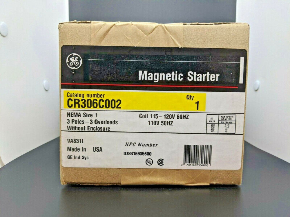 General Electric CR306C002 Nema Size 1 Magnetic Starter 120V