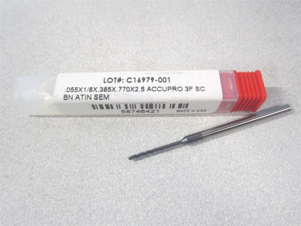 (14881828) 0.0550" x 0.3850" x 0.1250" x 2.5000" Solid Carbide 3Fl Ball End Mill