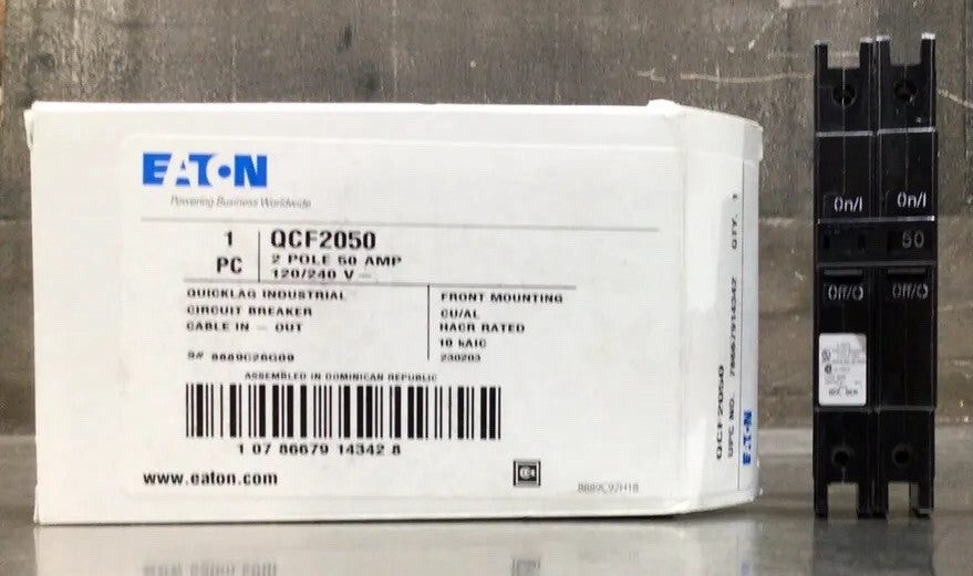 Eaton NSB QCF2050 Miniature Circuit Breakers (MCBs) QCF 2P 50A 120V 50/60Hz 1Ph
