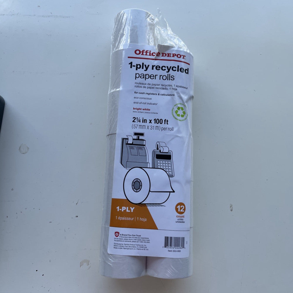 11   Office Depot 1-Ply Bond Paper Rolls 108-862 White  2.25" x 130' Receipt