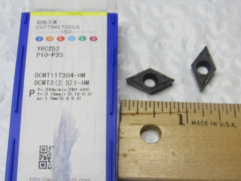 ZCC DCMT-32.51-HM (DCMT11T304-HM) CARBIDE INSERTS (10 PCS. NEW) GRADE YBC252