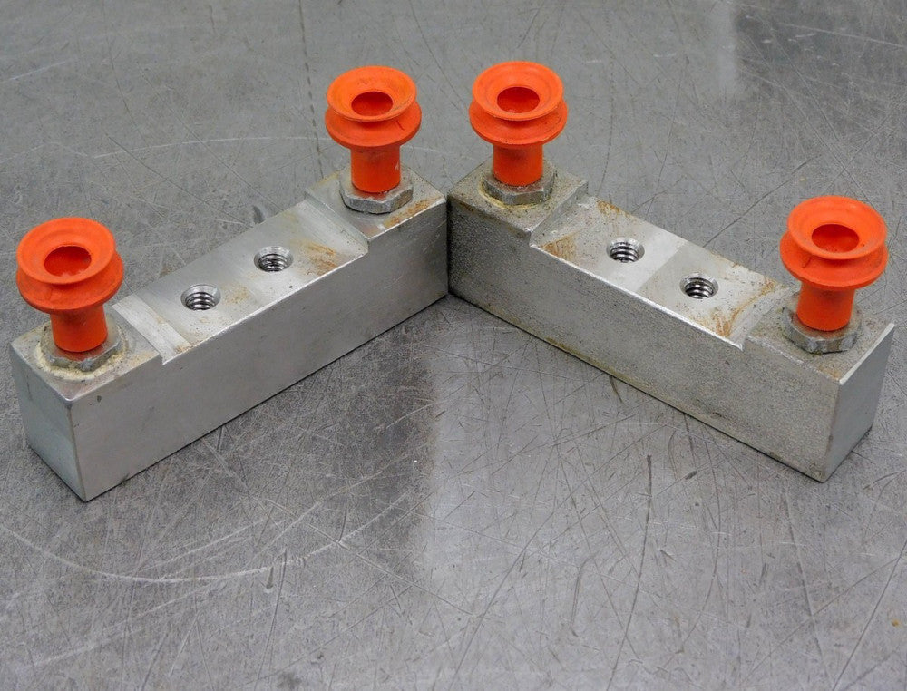 Stainless Steel Suction Cup Lift Manifold 2 Inlet 2 Outlet 1/4"NPT Lot of (2)