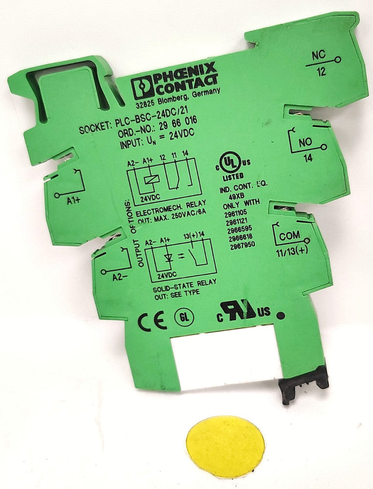 PHOENIX CONTACT MINATURE POWER RELAY PLC-BSC-24DC  24VDC 2961105