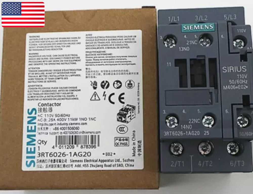 One Brand New Siemens 3RT6026-1AG20 3RT60261AG20 Contactor AC110V - US Stock