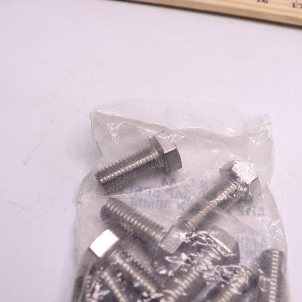 (10-Pk) Hex Head Cap Screws Stainless Steel A4 M12-1.75 x 30MM A410088