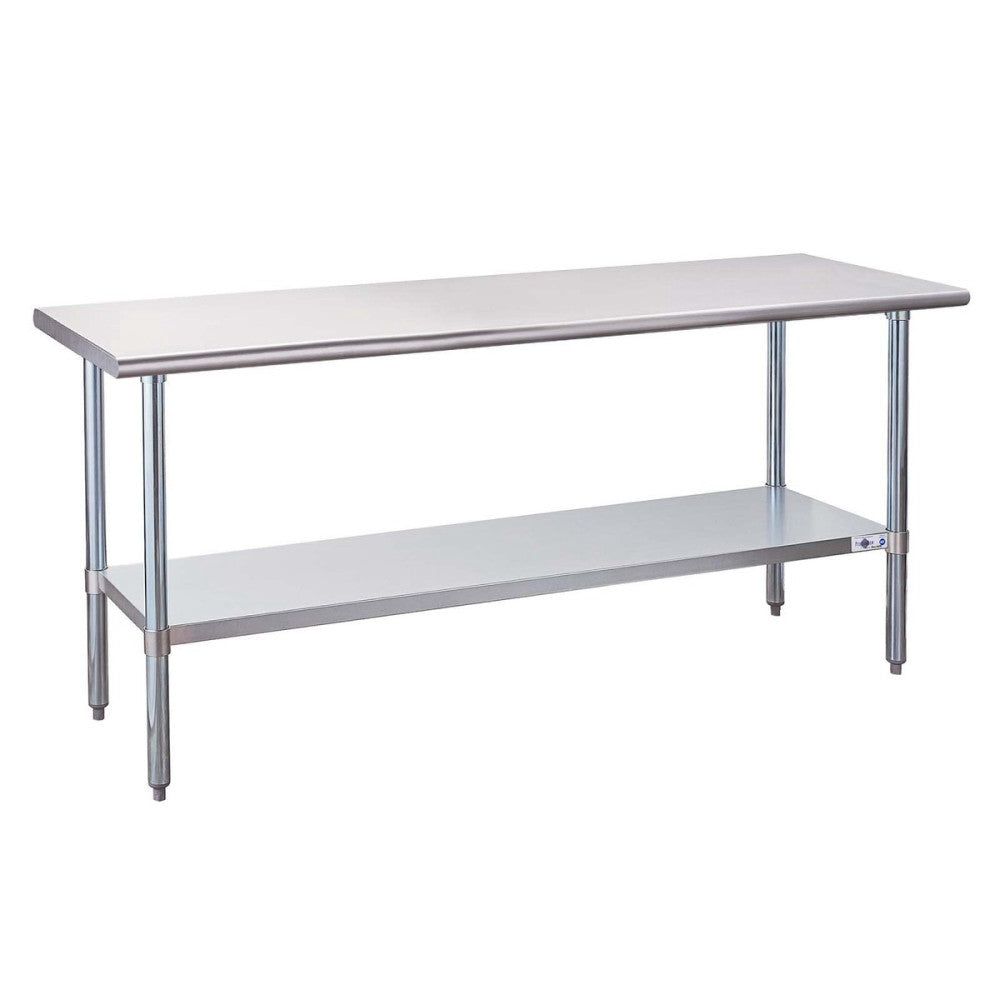 Stainless Steel Prep Table 72x24 Inch NSF Commercial Work Table with Undershe...
