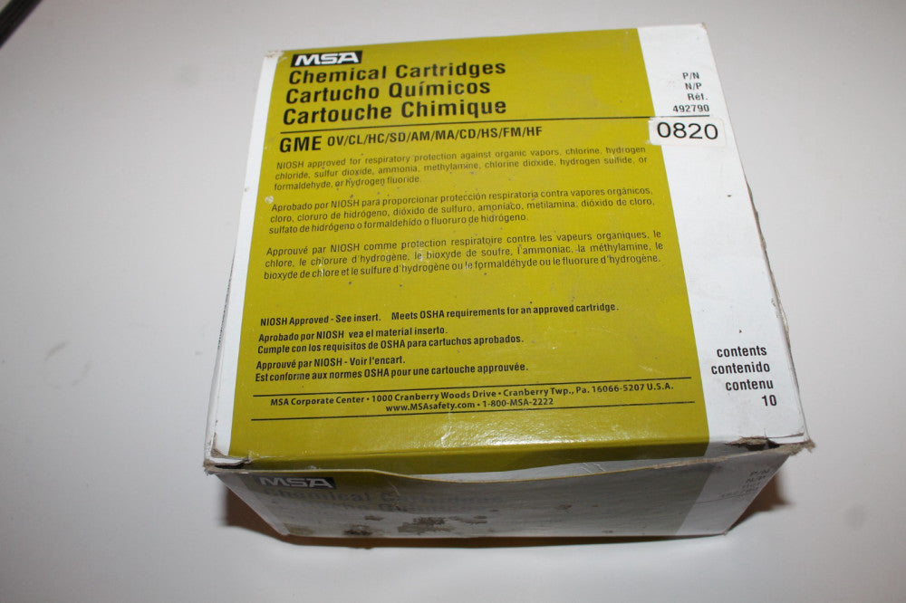 MSA Multi-Gas Chemical Cartridges 492790 Respirator GME filter Box of 10 NEW!