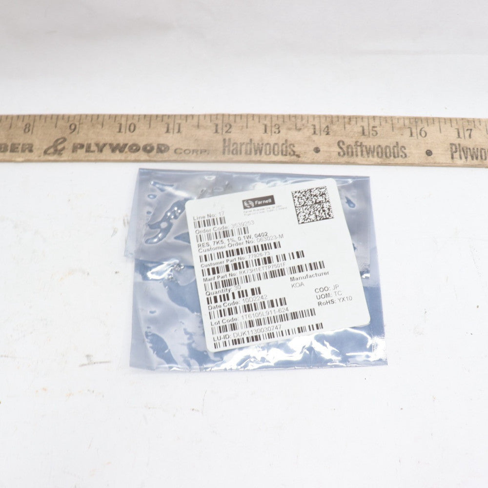(30-Pk) Farnell Thick Film Resistors SMD 0.1watt 7.5Kohms 1% RK73H1ETTP7501F