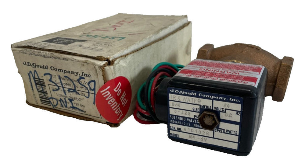 NEW J.D. GOULD M4-3V SOLENOID VALVE 3/4 24VDC 125PSI M43V