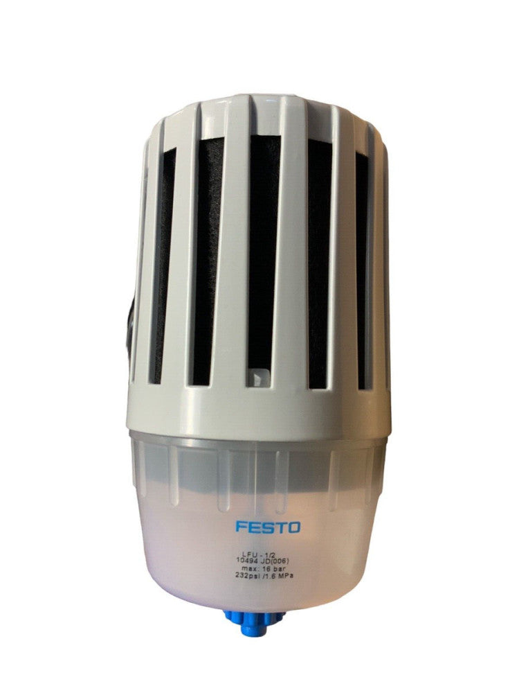 Festo LFU-1/2 10494 Filter Silencer, Pressure: 16 bar 232psi, G1/2 W/ 6mm Tube