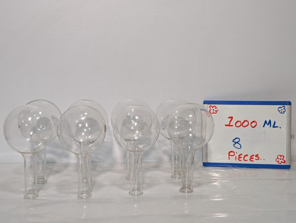 Lot of 8 Pyrex 1000ml Long Neck Round Bottom Boiling Flasks