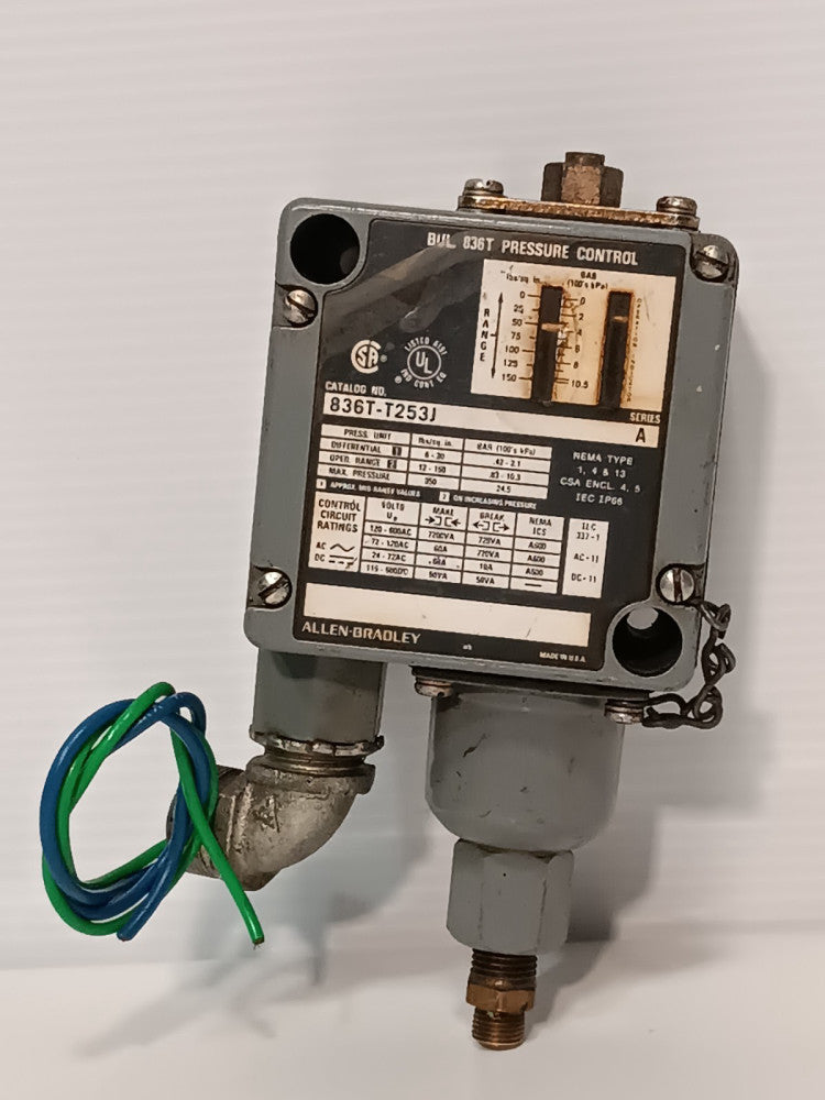 Allen Bradley 836T-T253J Pressure Control Switch, 12-150psi, 120-600vac