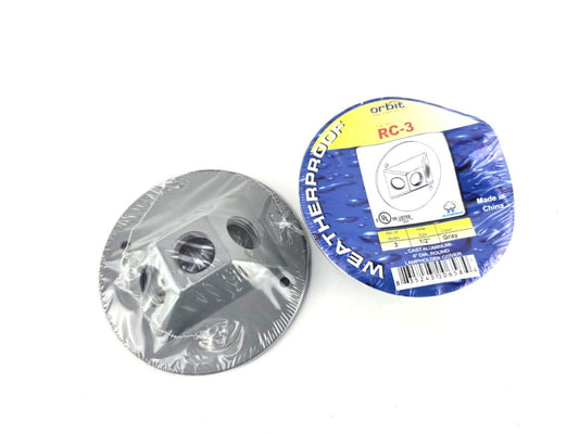 2pcs Orbit RC-3 Weatherproof Round Cover Three 1/2" Holes 4" Diameter Gray