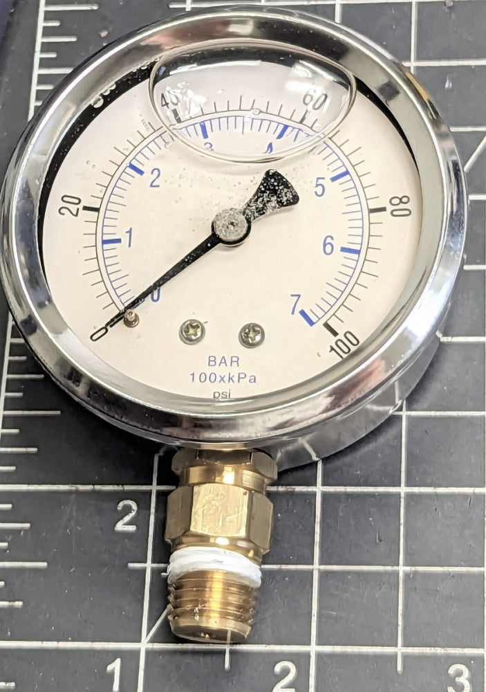 2.5" Dial SSTL Pressure Gauge - Glycerin Filled - Weksler GTC (0-100 psi) [B2BB]