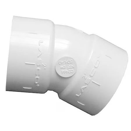 Zoro Select 465020 Pvc Elbow, 22-1/2 Degrees, Socket X Socket, 2 In Pipe Size