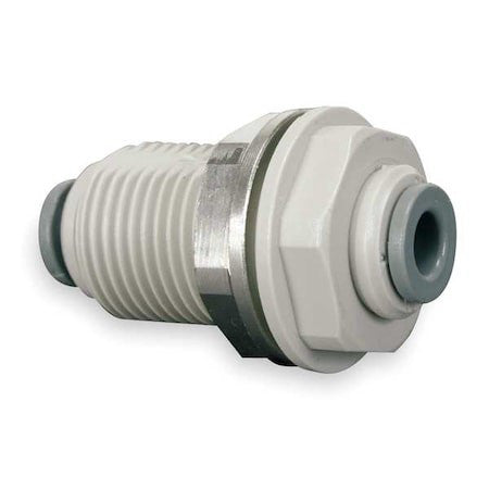 John Guest Pi1216s-Pk10 Bulkhead Union, 1/2 In Tube Size, Acetal, Gray, 10 Pk