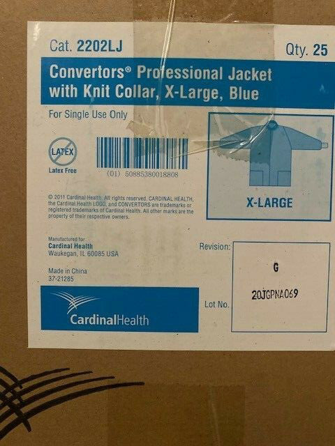 (Case of 25) Cardinal Health 2202LJ Convertors, X-Large, Blue (NEW)