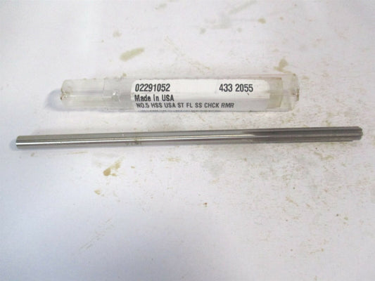 (433-0.2055) #5 1-1/4" x 5" OAL 6-Flute Straight Shank HSS Chucking Reamer 