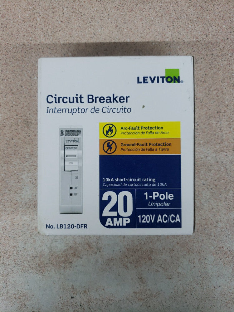Leviton LB120-DFR 1-Pole 20 Amp Arc & Ground Fault Protection Circuit Breaker