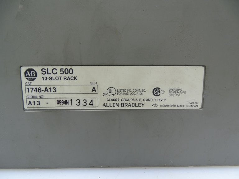 ALLEN-BRADLEY 1746-A13 SER A *CRACKED PLATE* 13 SLOT PLC RACK (138984 - USED)