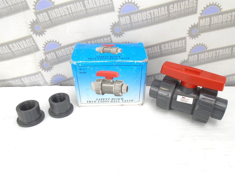 Thermoplastics 25-3/4" DN20 3/4" Socket & Threaded TU PVC BALL VALVE Inline NEW