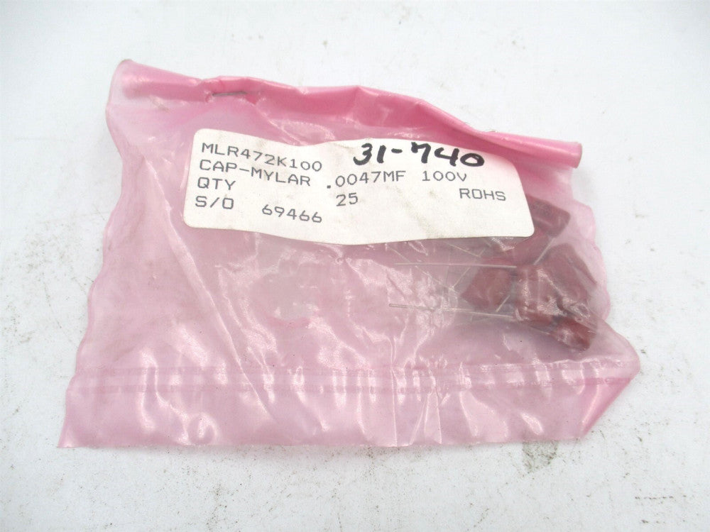 NTE Electronics (MLR472K100) 4700PF 10% 100VDC Film Capacitor - Pack of 8