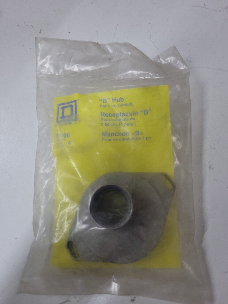 1- Square D B100 B Hub for 1" Conduit Raintight New Sealed Free Shipping