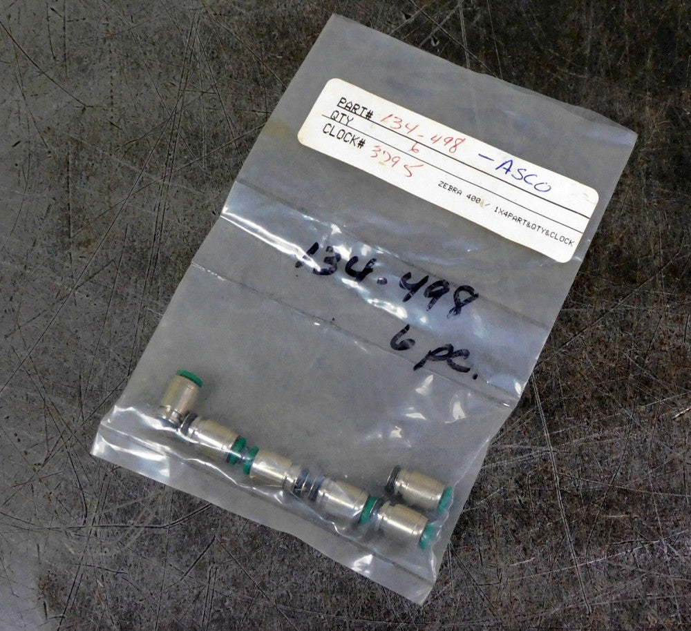 ASCO Numatics 134-498 Pneumatic Fitting 10mm 4mm Tubing 5/32" Lot of Six (6)