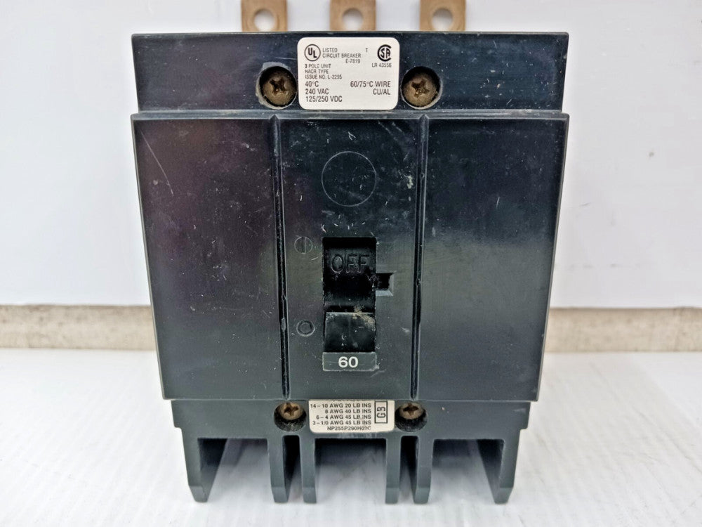 CULTER HAMMER 60 AMP BOLT-ON CIRCUIT BREAKER 3 POLE 240 VAC GB3060