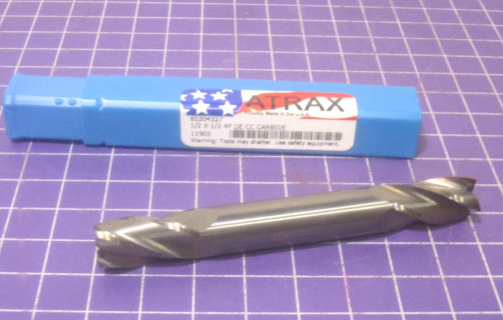 ATRAX 1/2 x 1/2 4F DE Solid Carbide Square End Mill 1" LOC 4" OAL 30° Helix
